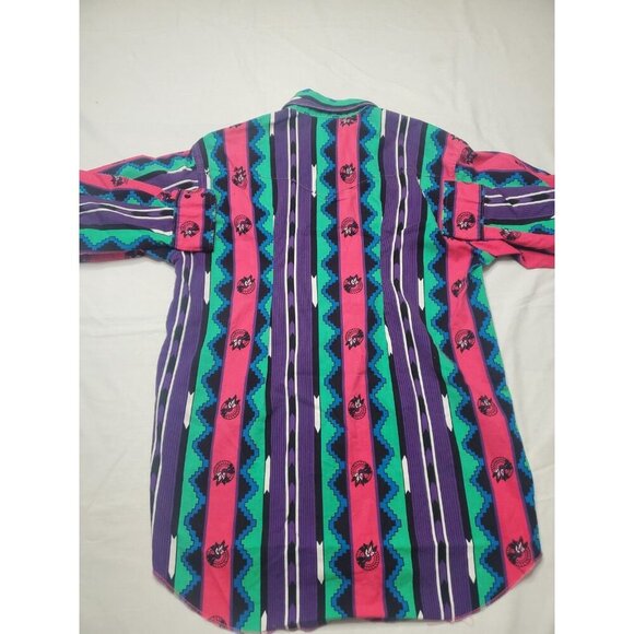 Wrangler Brushpopper Shirt Sz Xlong Tails 16.5-36 Striped Native American Aztec - Picture 14 of 16